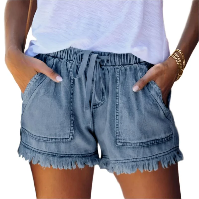 High-Waist Denim-Shorts
