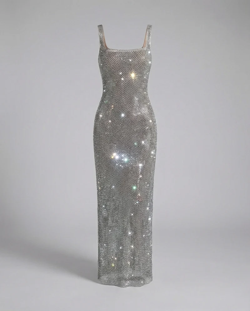 Damen funkelndes Abendkleid aus Netzstoff