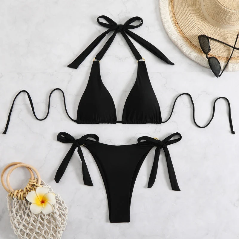 Damen Triangel-Bikini mit verstellbaren Schleifen und hohem Beinausschnitt Nord Taschen