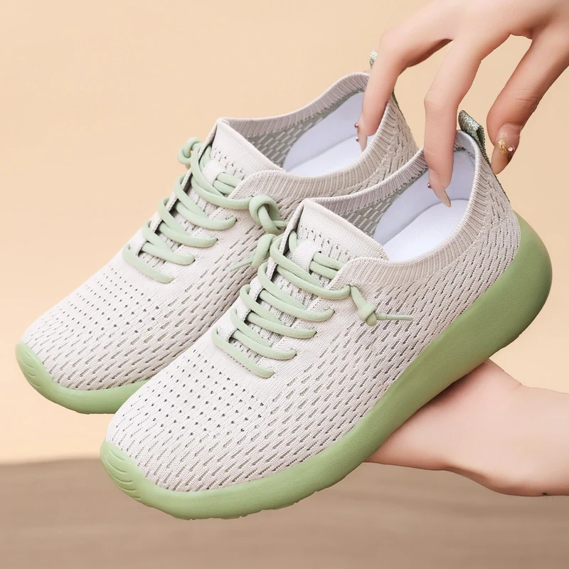 Damen Leichte und flexible Strick-Sneaker mit rutschfester Sohle