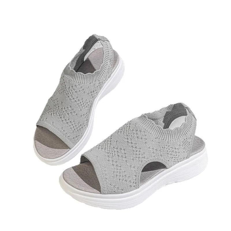 Damen Bequeme Plateau-Sandalen mit elastischem Obermaterial und atmungsaktiver Sohle Nord Taschen