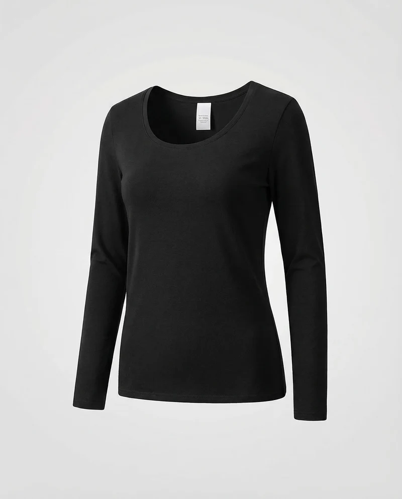 Damen Ausgestelltes Langarmshirt Baumwolljersey