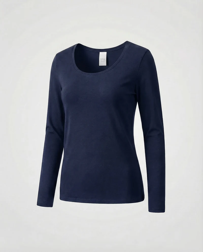 Damen Ausgestelltes Langarmshirt Baumwolljersey