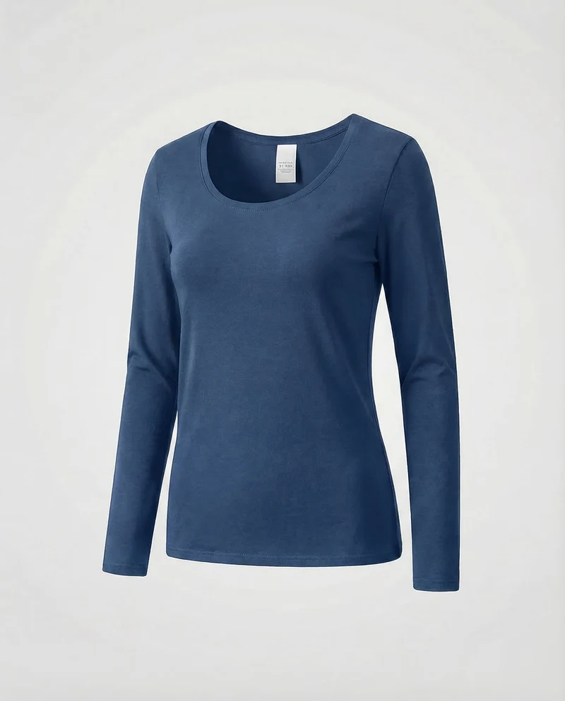 Damen Ausgestelltes Langarmshirt Baumwolljersey