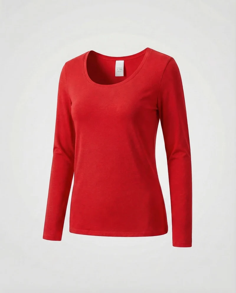 Damen Ausgestelltes Langarmshirt Baumwolljersey