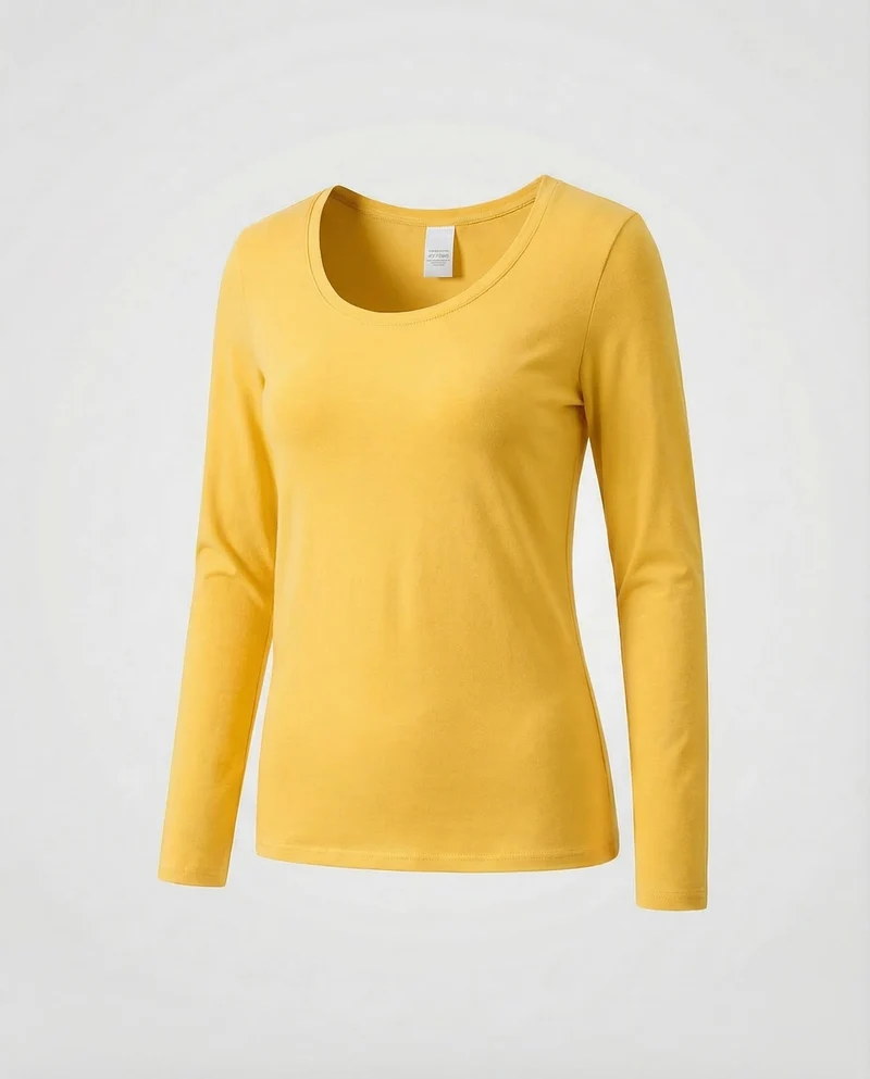 Damen Ausgestelltes Langarmshirt Baumwolljersey