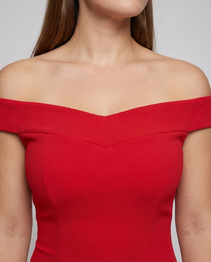Damen Elegante Asymmetrischer Rüschen-Schlitz MischgewNord Taschene Midikleid