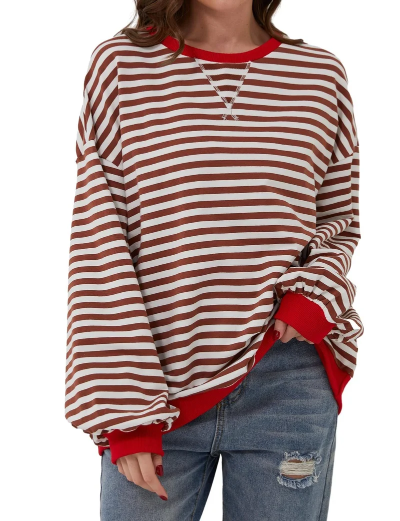 Eleganter, lockerer Damenpullover mit Streifen