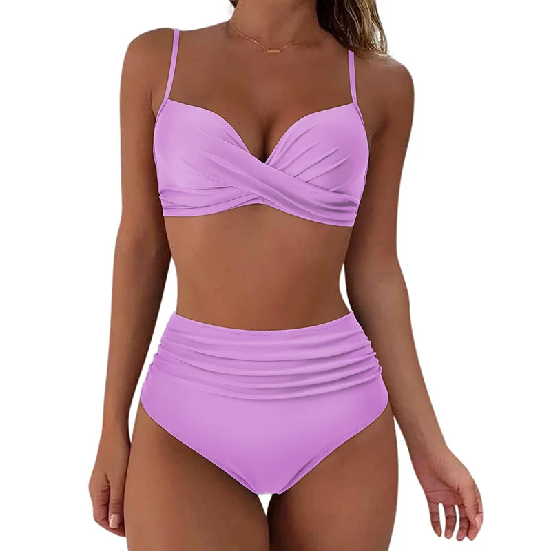 Damen High-Waist Bikini mit Leo-Muster