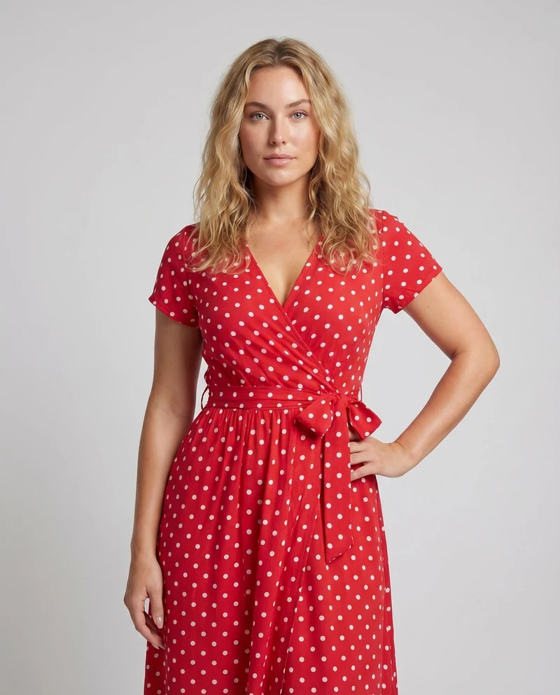 Damen Wickel-Maxikleid V-Ausschnitt Beinschlitz Elastik-Taille