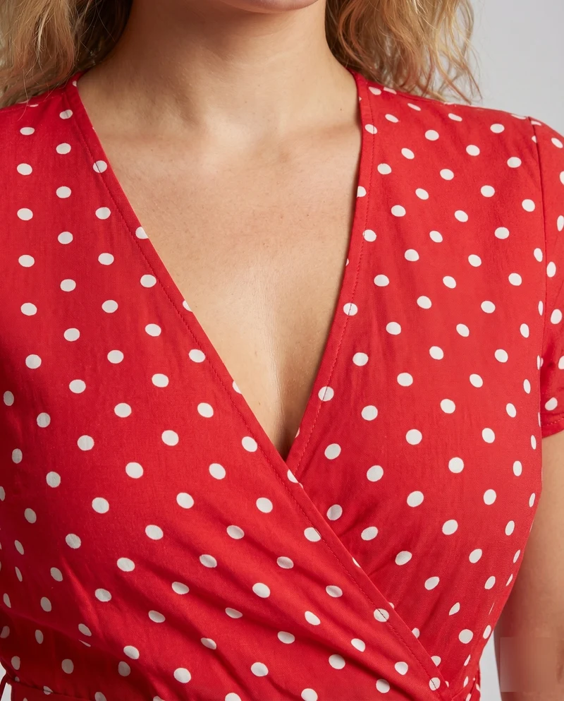 Damen Wickel-Maxikleid V-Ausschnitt Beinschlitz Elastik-Taille