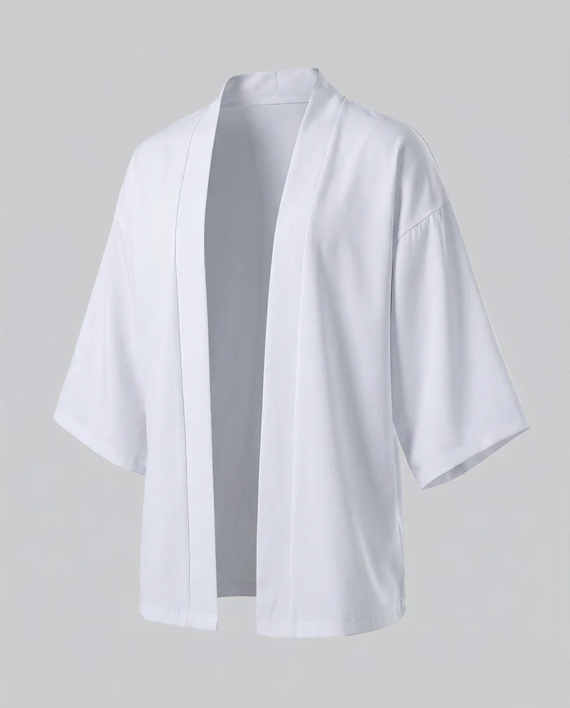 Herren nan offene weitgeschnittene Kimono-Jacke aus fließendem Jersey mit Seitentaschen und Dreiviertelärmeln Nord Taschen