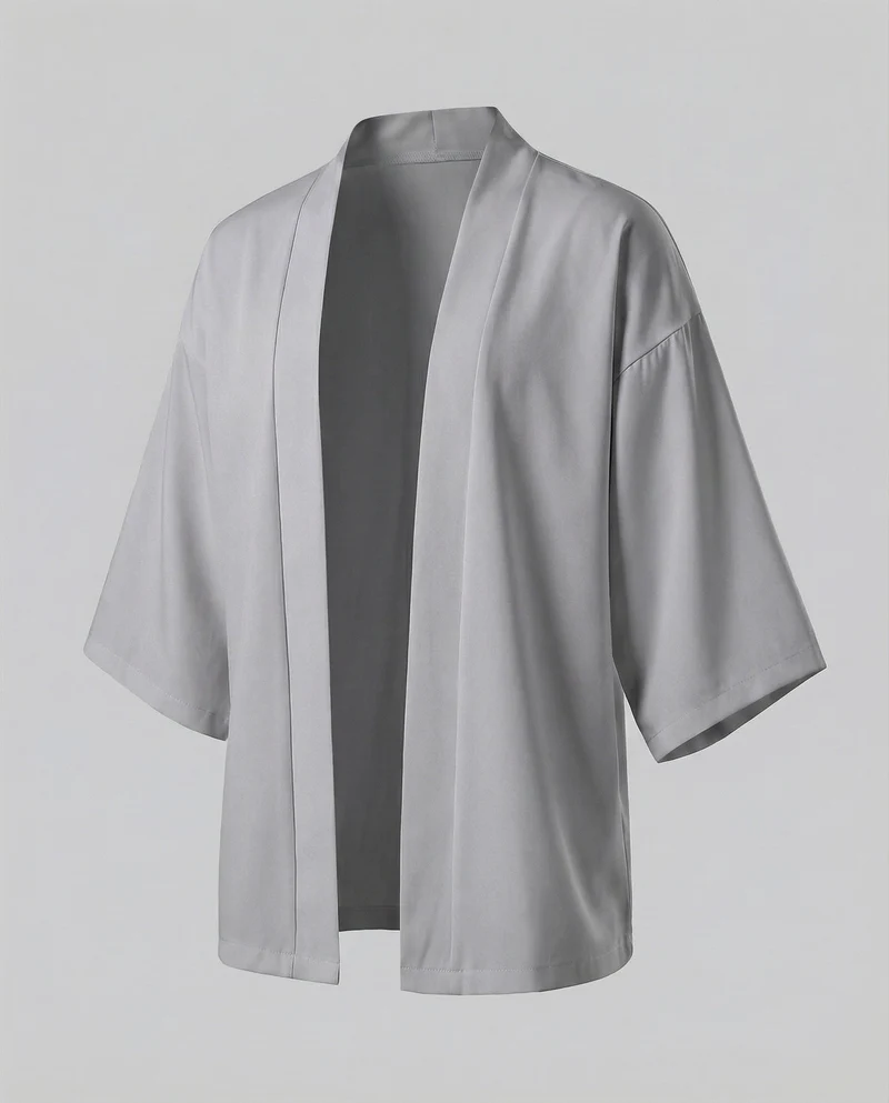 Herren nan offene weitgeschnittene Kimono-Jacke aus fließendem Jersey mit Seitentaschen und Dreiviertelärmeln Nord Taschen