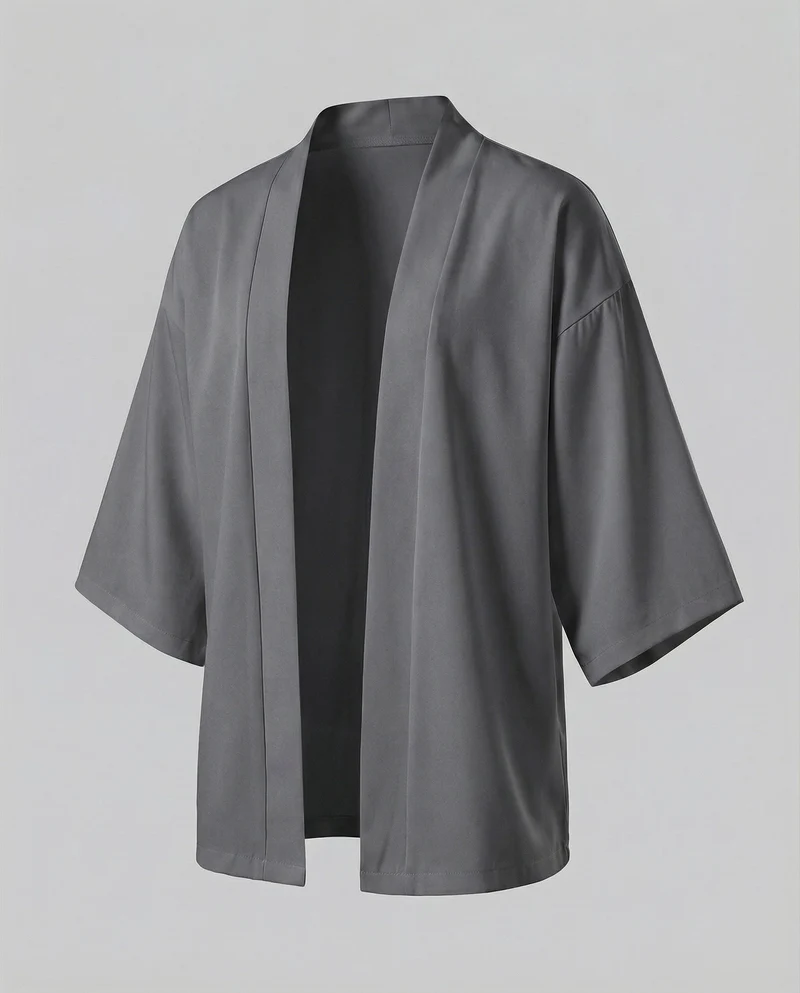 Herren nan offene weitgeschnittene Kimono-Jacke aus fließendem Jersey mit Seitentaschen und Dreiviertelärmeln Nord Taschen