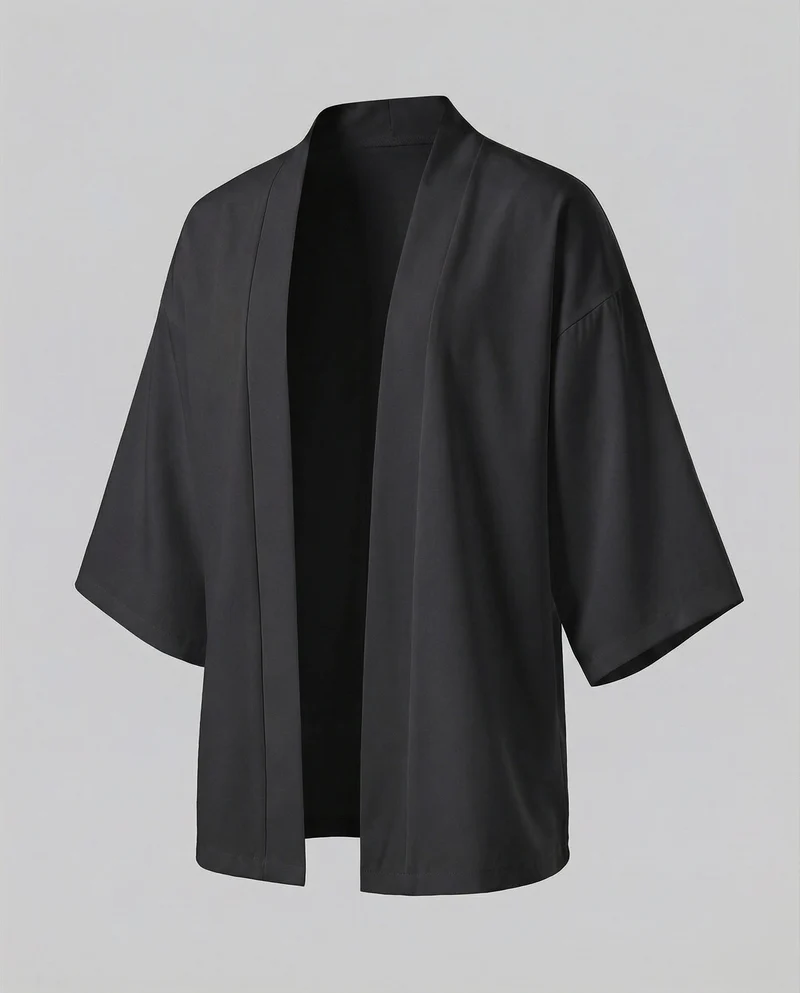 Herren nan offene weitgeschnittene Kimono-Jacke aus fließendem Jersey mit Seitentaschen und Dreiviertelärmeln Nord Taschen