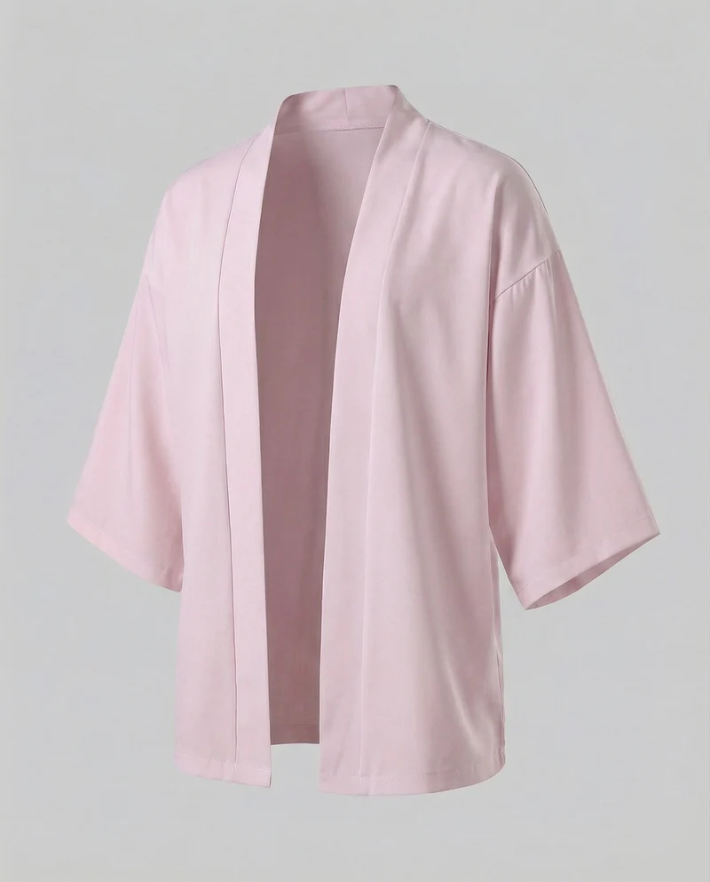 Herren nan offene weitgeschnittene Kimono-Jacke aus fließendem Jersey mit Seitentaschen und Dreiviertelärmeln Nord Taschen