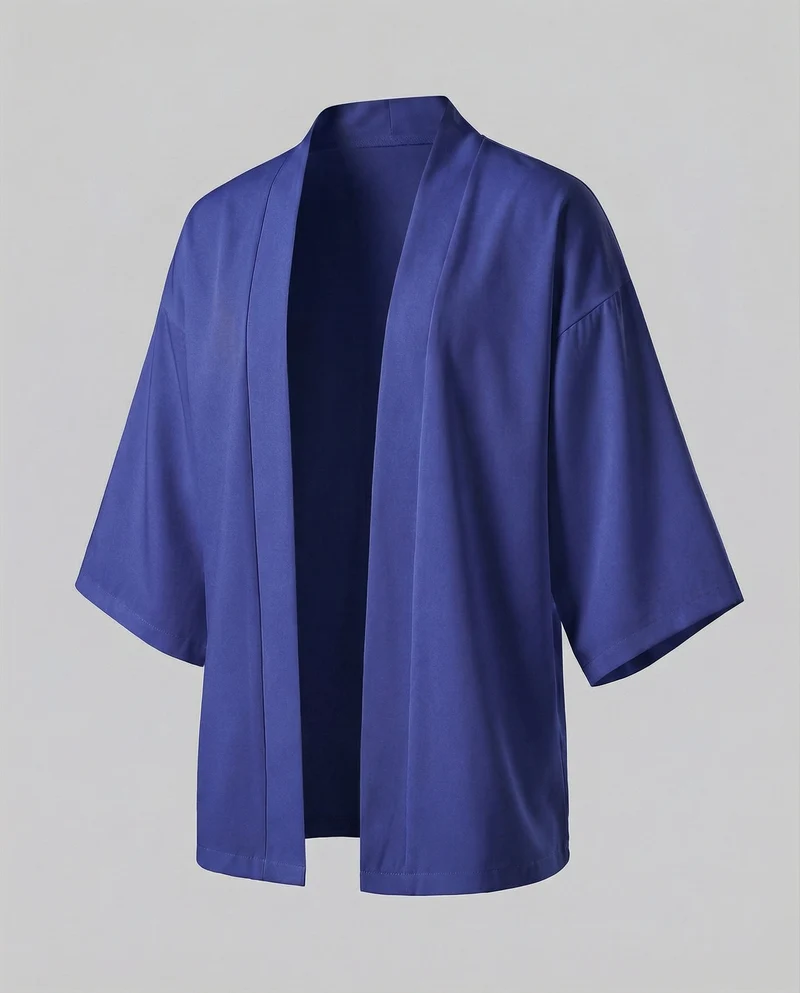 Herren nan offene weitgeschnittene Kimono-Jacke aus fließendem Jersey mit Seitentaschen und Dreiviertelärmeln Nord Taschen