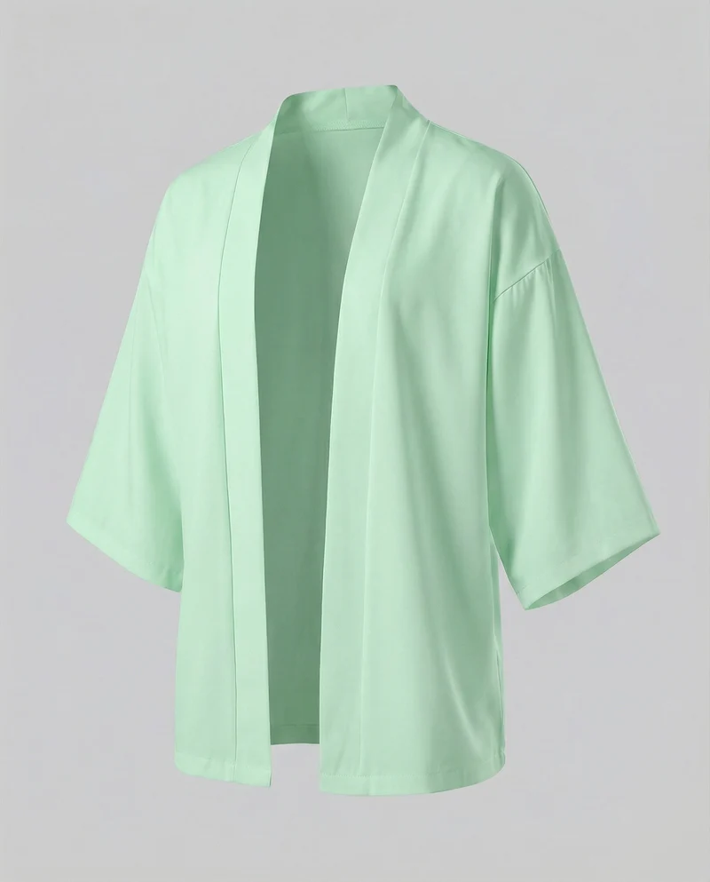 Herren nan offene weitgeschnittene Kimono-Jacke aus fließendem Jersey mit Seitentaschen und Dreiviertelärmeln Nord Taschen