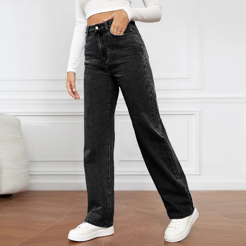 Damen Weit geschnittene Jeans mit hohem Bund und stylischem Schnitt