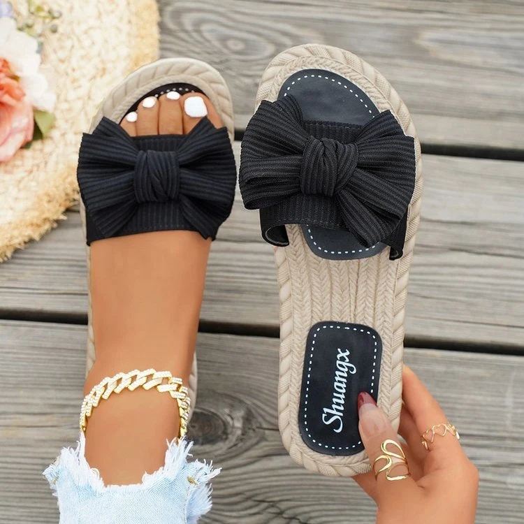 Damen modische Espadrilles mit dekorativem Schleifen-Detail