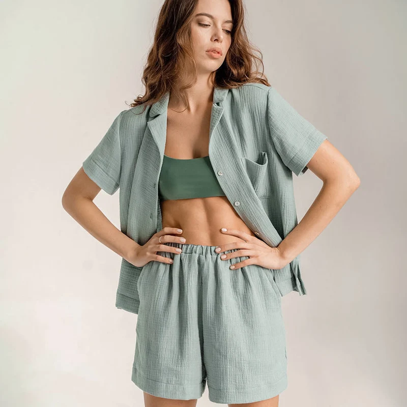 Damen Bequemes Schlafanzug-Set aus atmungsaktivem Material Nord Taschen