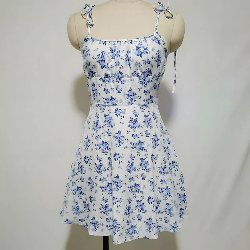 Damen Sommerliches Blümchenkleid mit verstellbaren Spaghettiträgern