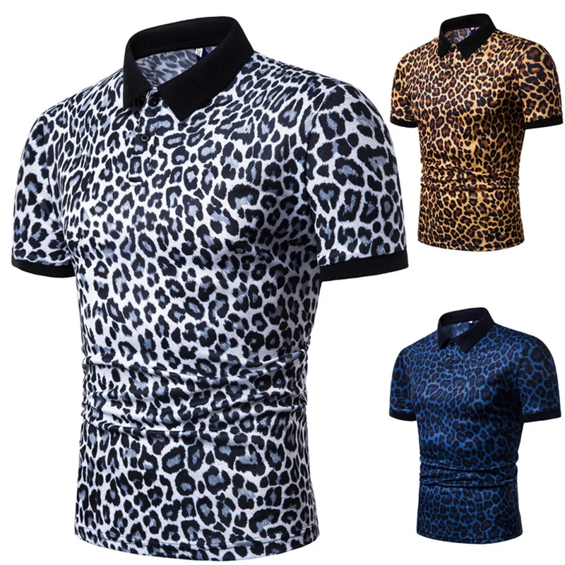 Herren Polo-Shirt mit aufregendem Leopardenmuster und modernem Schnitt