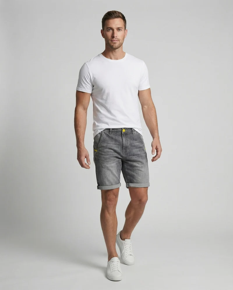 Herren Denim-Bermuda Knielang Umschlag Five-Pocket
