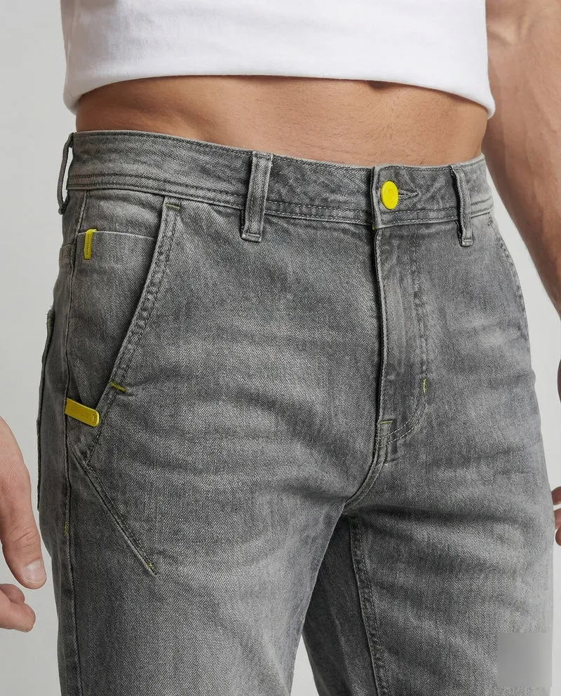 Herren Denim-Bermuda Knielang Umschlag Five-Pocket