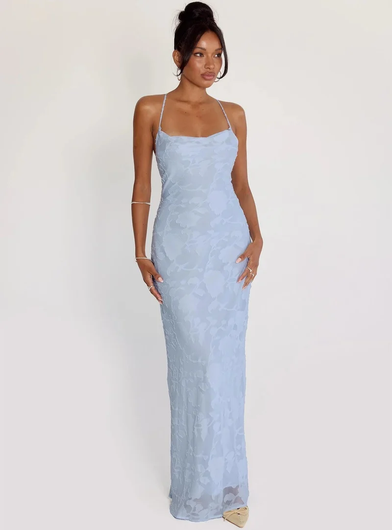 Damen Elegantes Abendkleid mit floralem Spitzenmuster und Spaghettiträgern