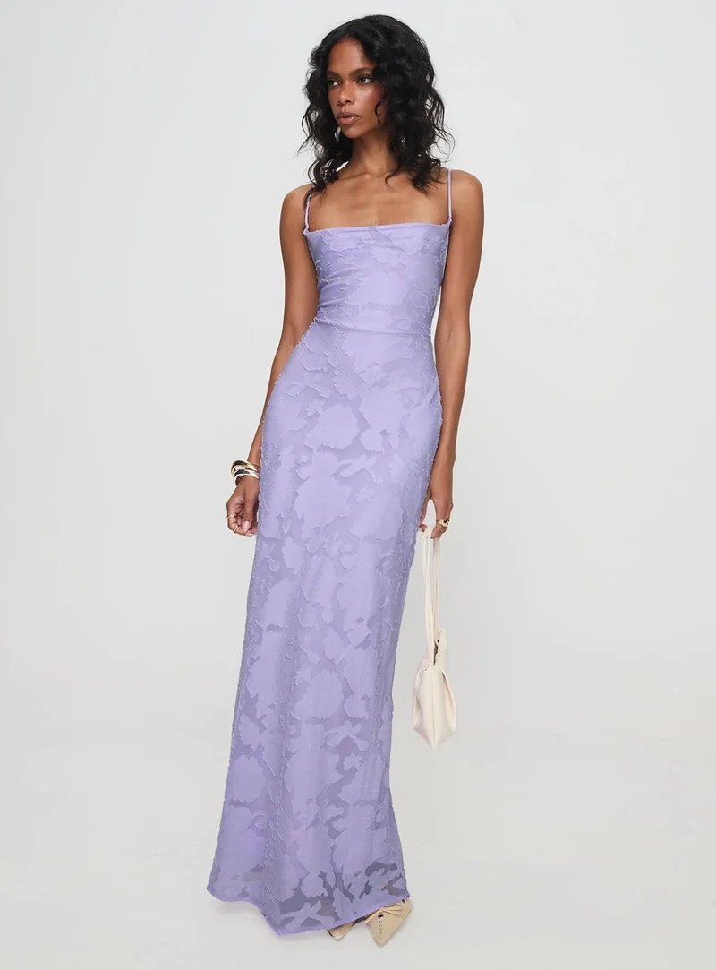 Damen Elegantes Abendkleid mit floralem Spitzenmuster und Spaghettiträgern