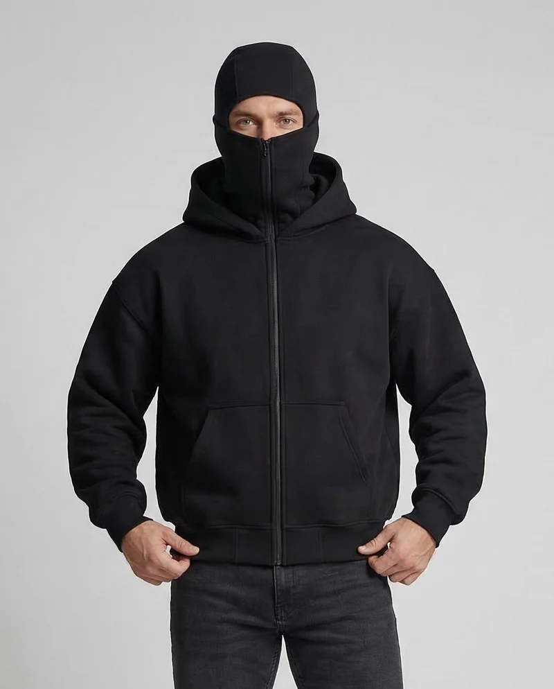 Unisex Sweat Kapuzenjacke mit Reißverschluss und Kängurutasche