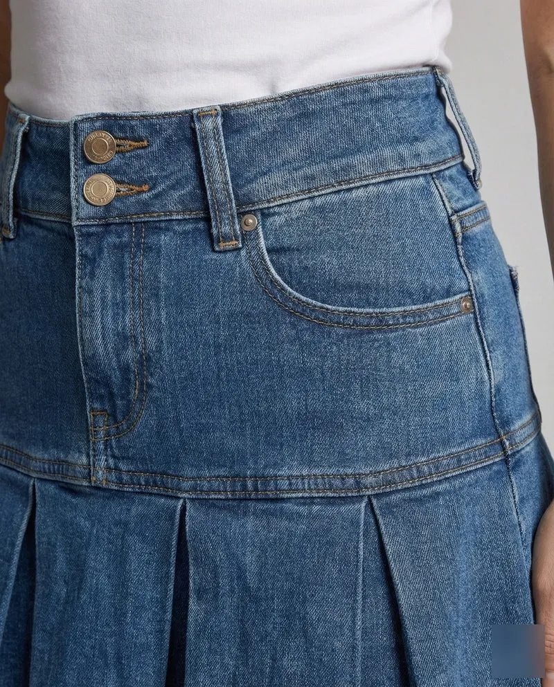 Damen Klassische Glockenbahnen Denim Jeansminirock