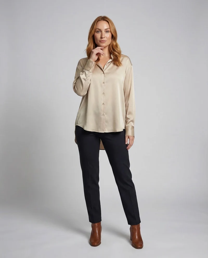 Damen Satinbluse Oversize
