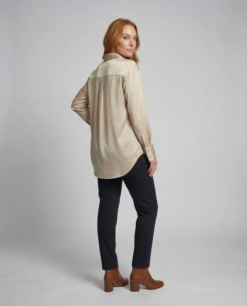 Damen Satinbluse Oversize