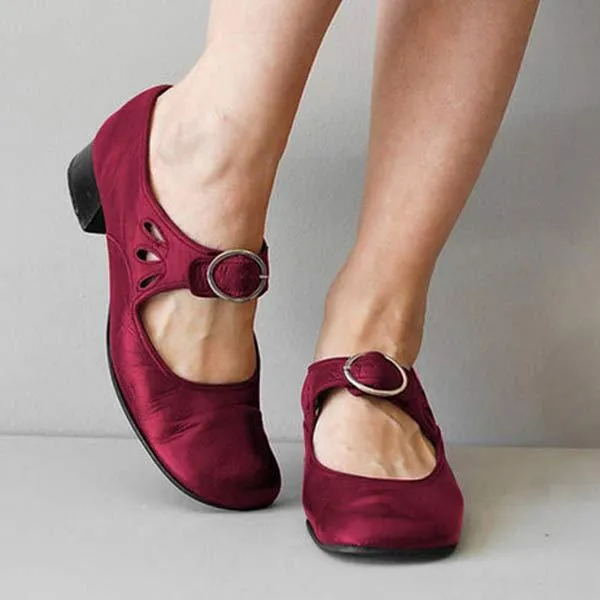 Damen Mary Jane Schuhe mit runder Spitze Vintage Stil