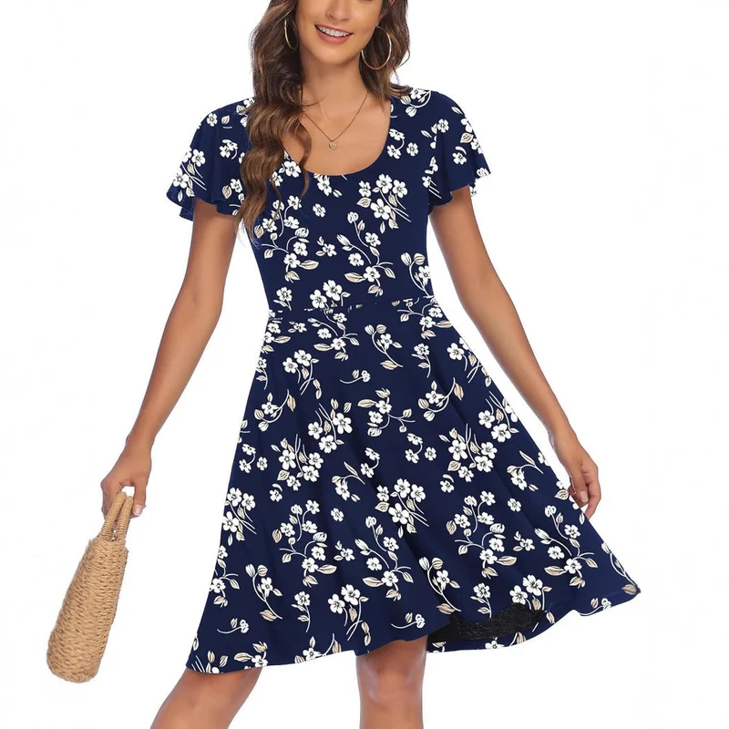 Damen Sommerliches Kleid mit floralem Muster und schwingendem Rock