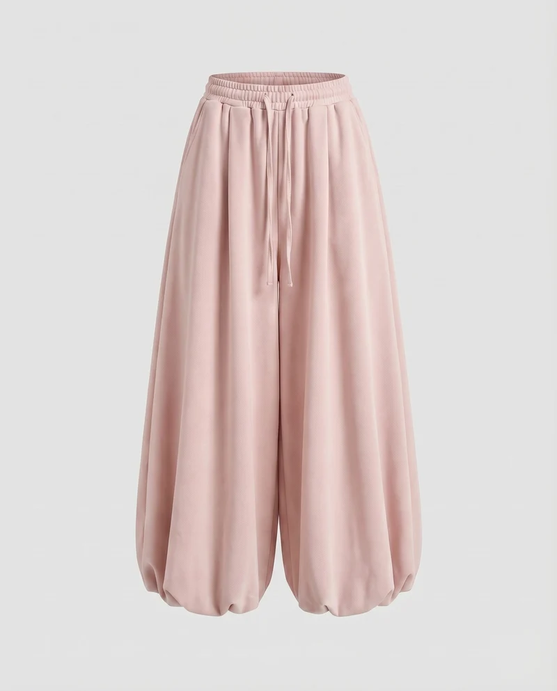 Damen Modische Ballonförmiger Saum MischgewNord Taschene Volumenhose