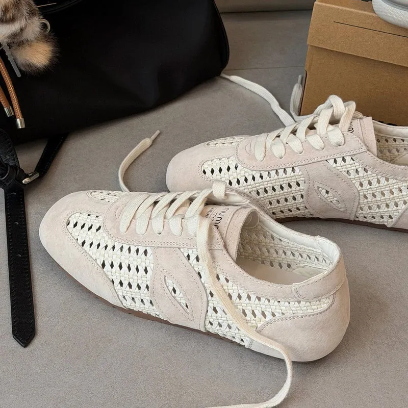 Damen elegante und luftige Schnürschuhe mit handgewNord Taschentem Obermaterial