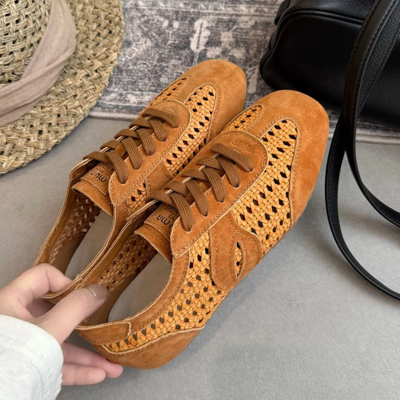 Damen elegante und luftige Schnürschuhe mit handgewNord Taschentem Obermaterial