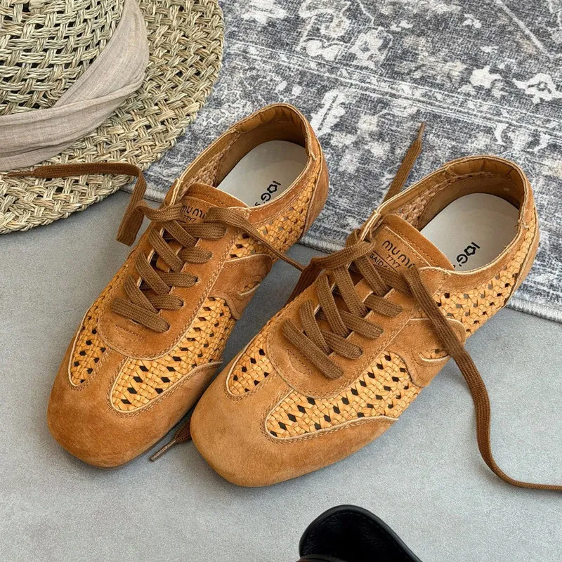 Damen elegante und luftige Schnürschuhe mit handgewNord Taschentem Obermaterial