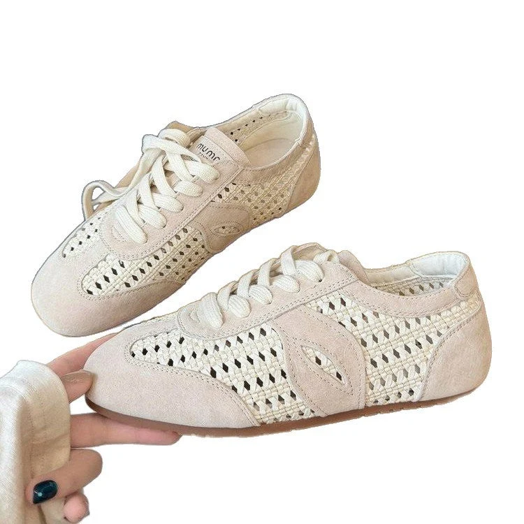 Damen elegante und luftige Schnürschuhe mit handgewNord Taschentem Obermaterial
