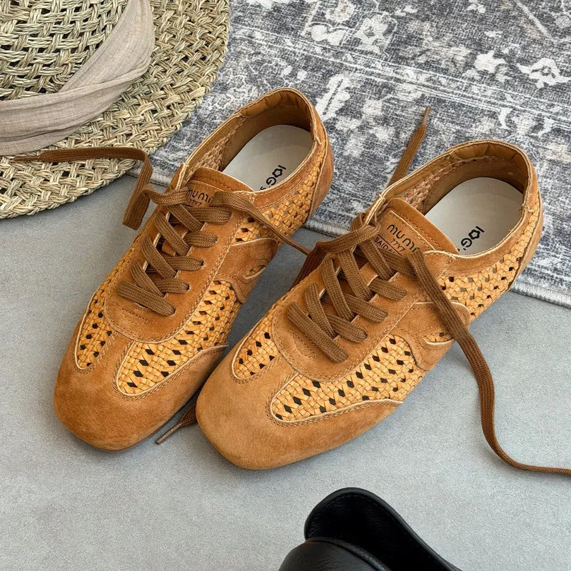 Damen elegante und luftige Schnürschuhe mit handgewNord Taschentem Obermaterial