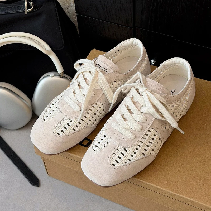 Damen elegante und luftige Schnürschuhe mit handgewNord Taschentem Obermaterial