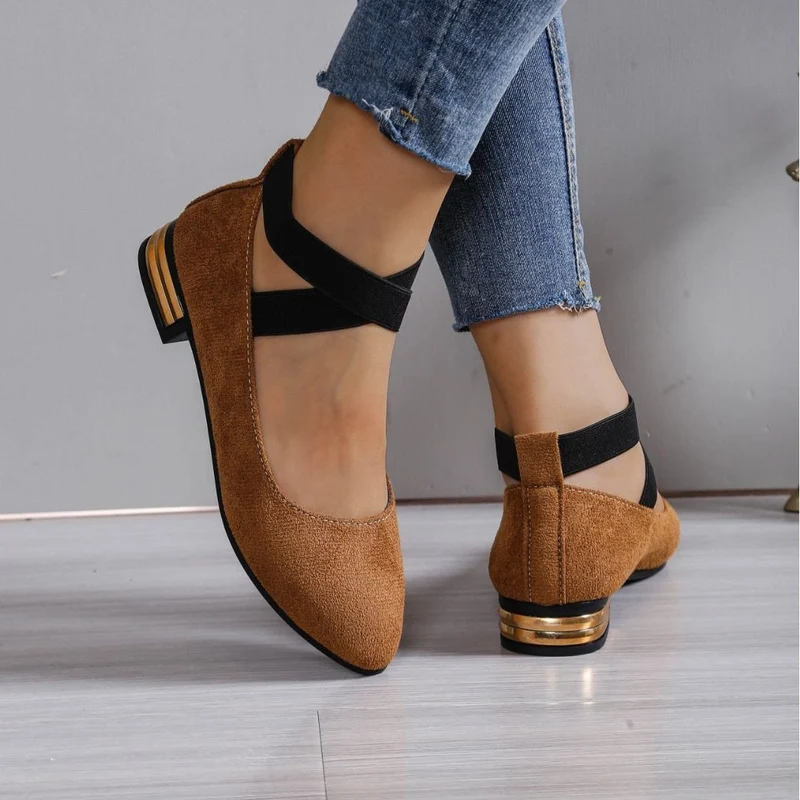 Damen Elegante Ballerinas mit elastischem Riemchen
