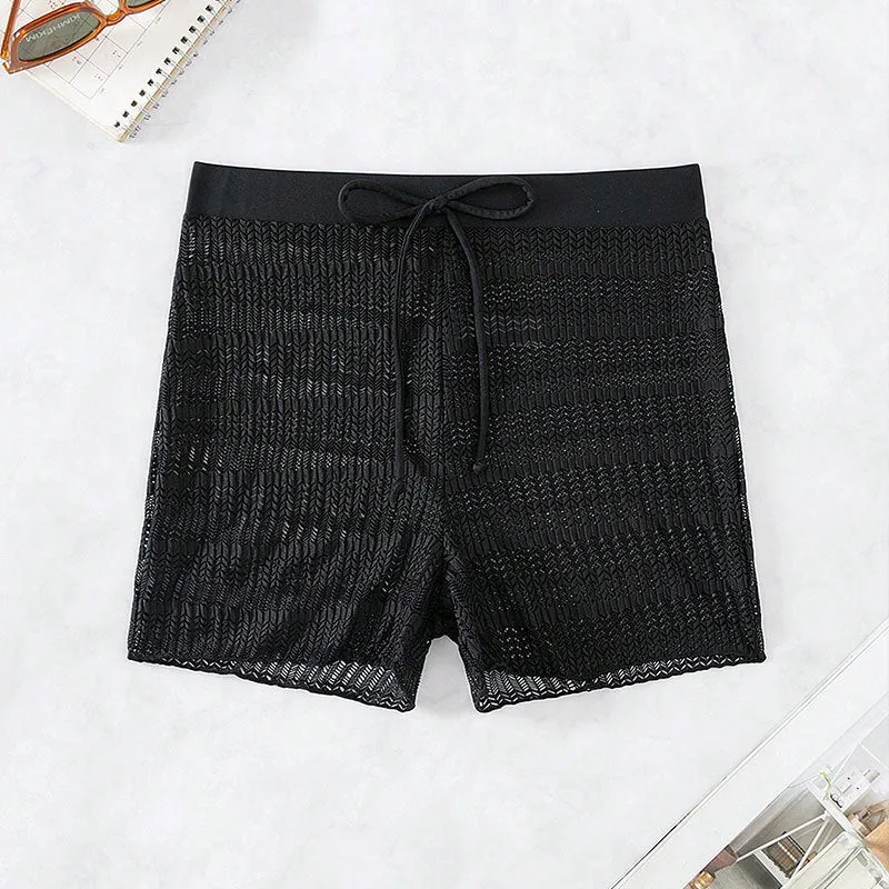 Damen Sportliche Badeshorts mit flexiblem Bund und modischem Wellenmuster