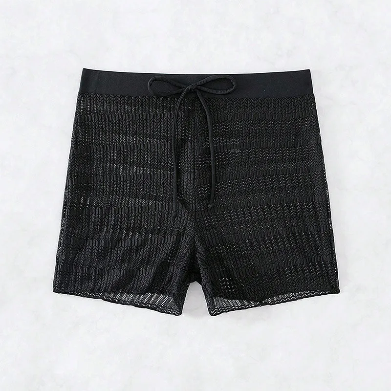 Damen Sportliche Badeshorts mit flexiblem Bund und modischem Wellenmuster