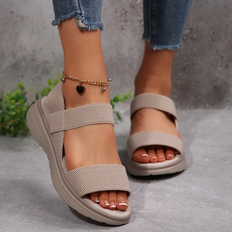 Damen Komfortable und atmungsaktive Sandalen mit elastischen Riemen