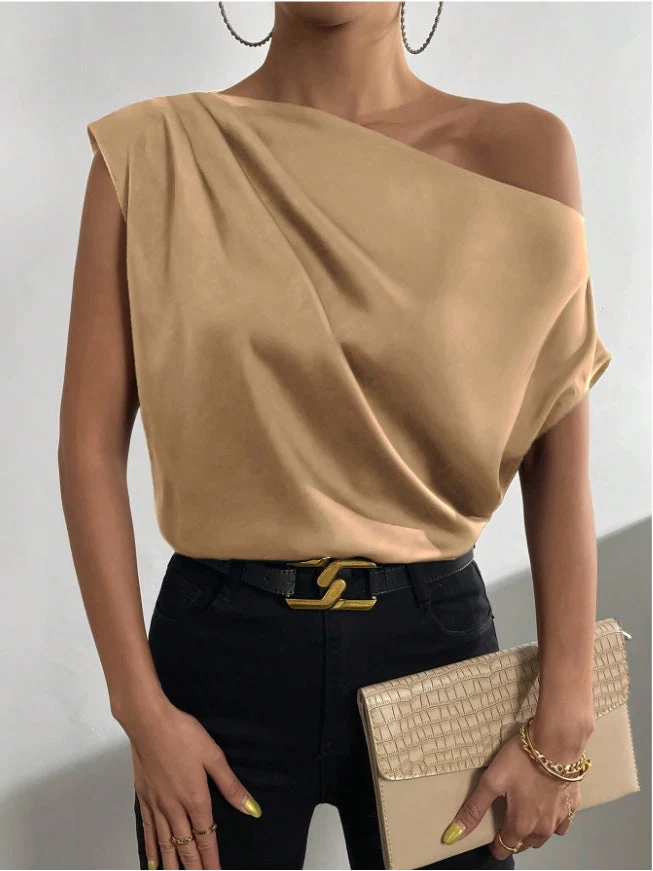 Damen Elegantes, schulterfreies Satinoberteil