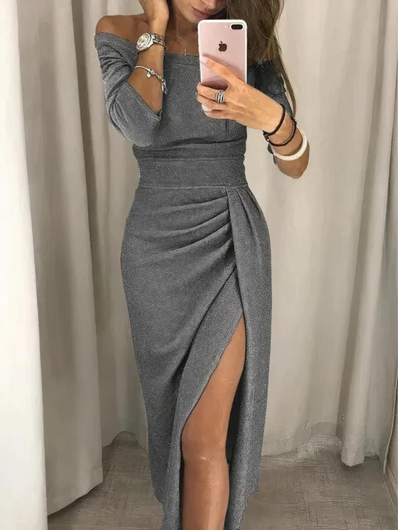 Off-Shoulder Glitzerkleid